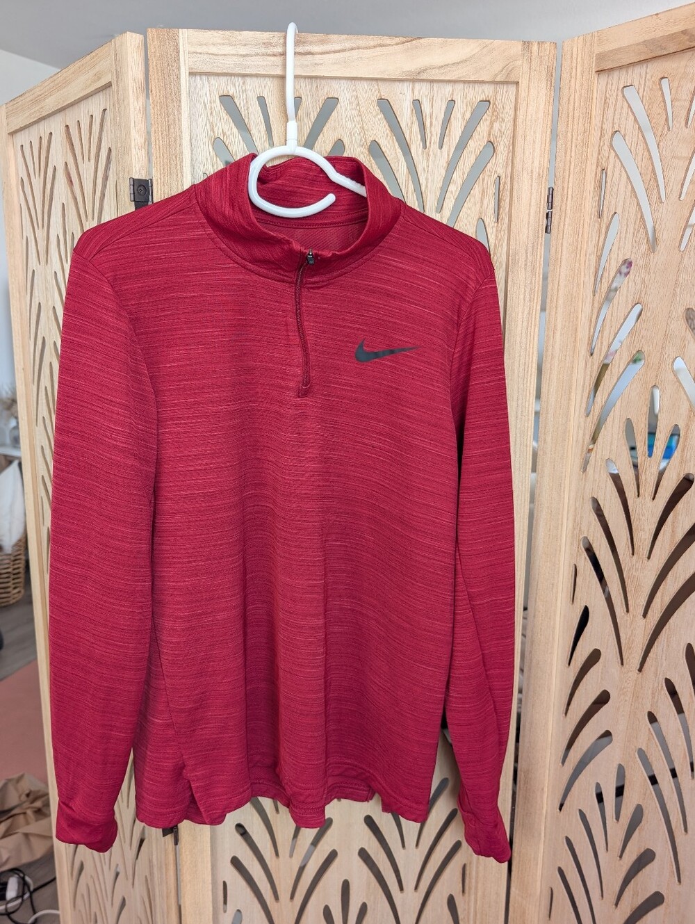 Nike Dri-fit Red Quarter-Zip Pullover
